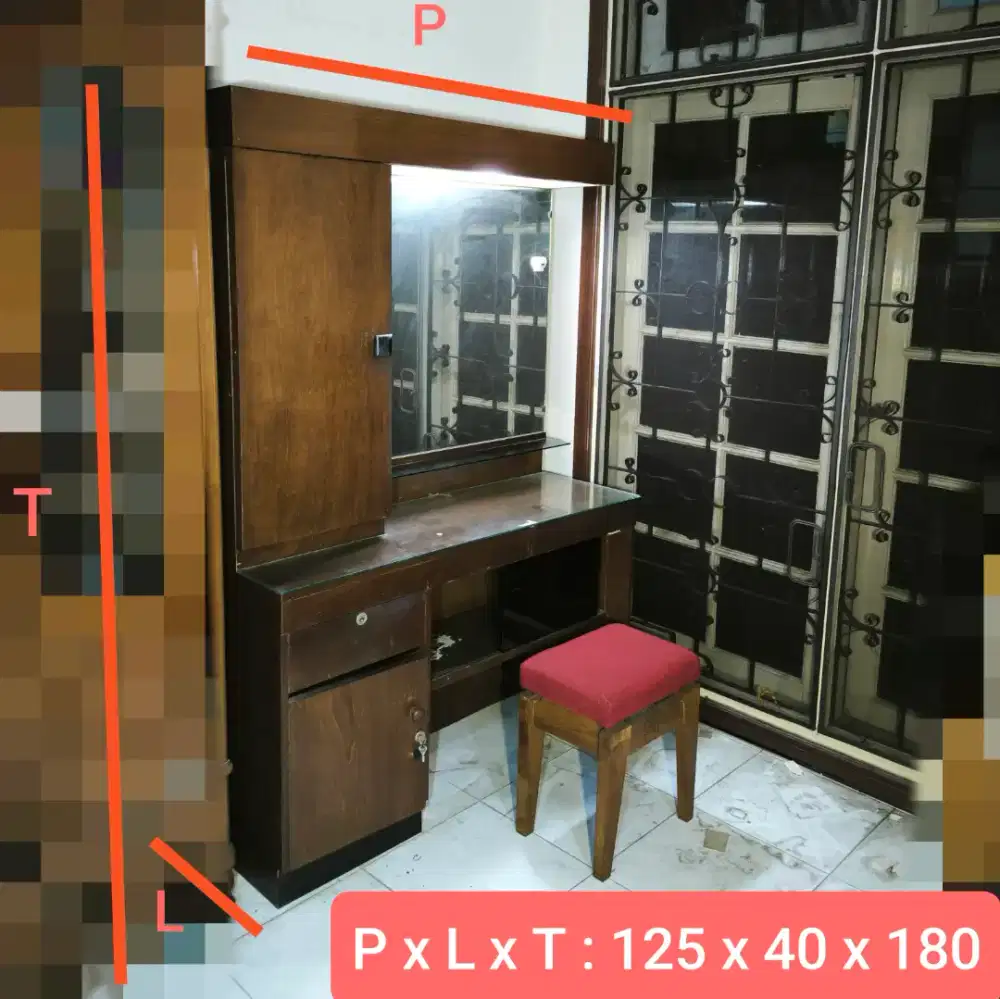 meja rias jati antik besar