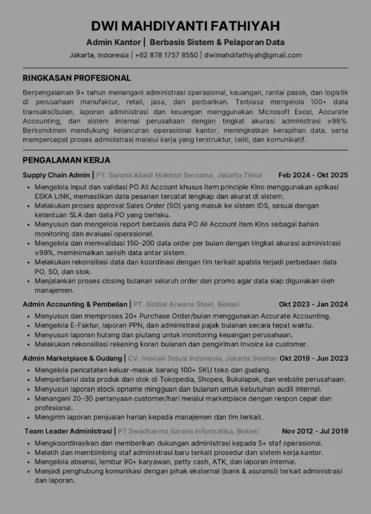 Mencari pekerjaan administrasi