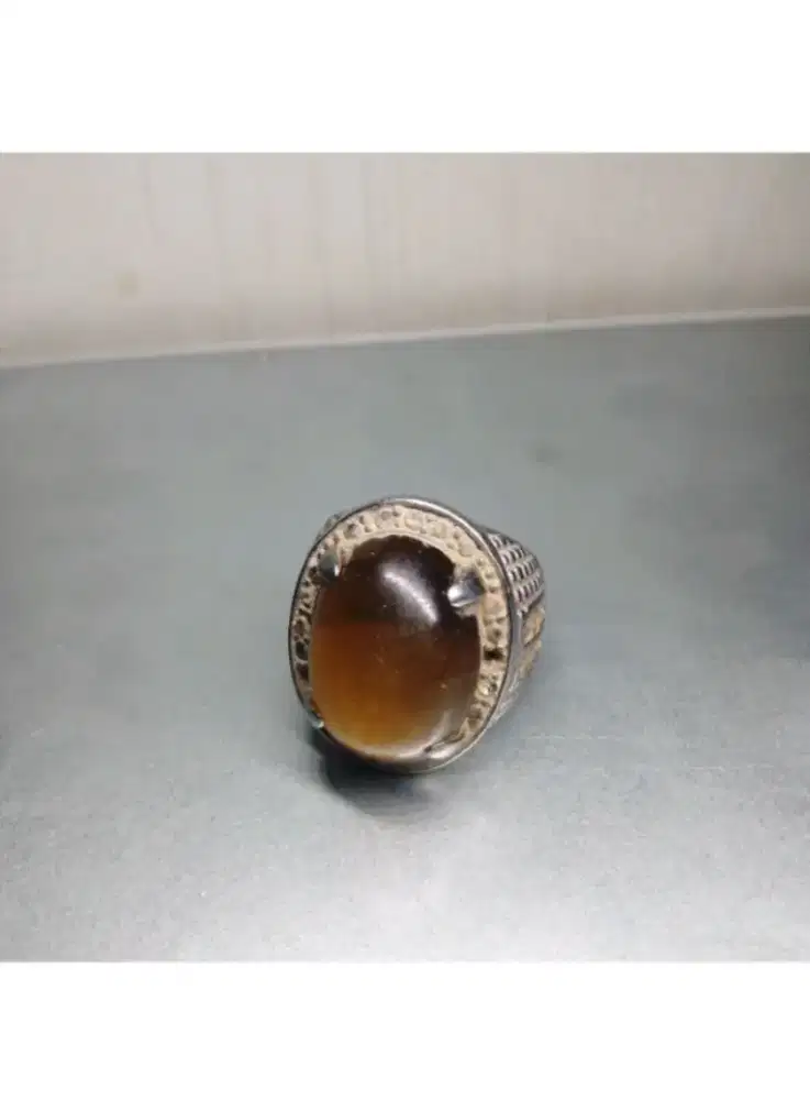 Cincin Batu Akik Kecubung Asli Antik Pria Elegan Koleksi Unik