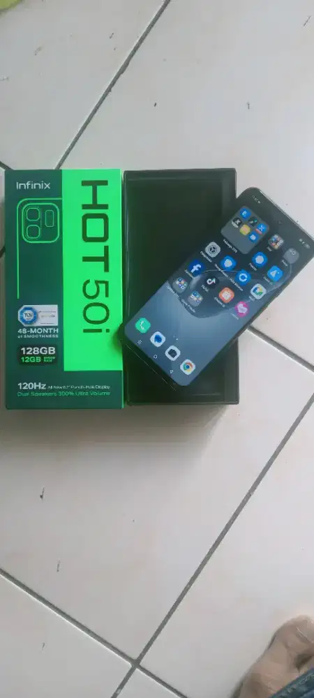 Jual hp Infinix hot 50i ram 6/128 fullset