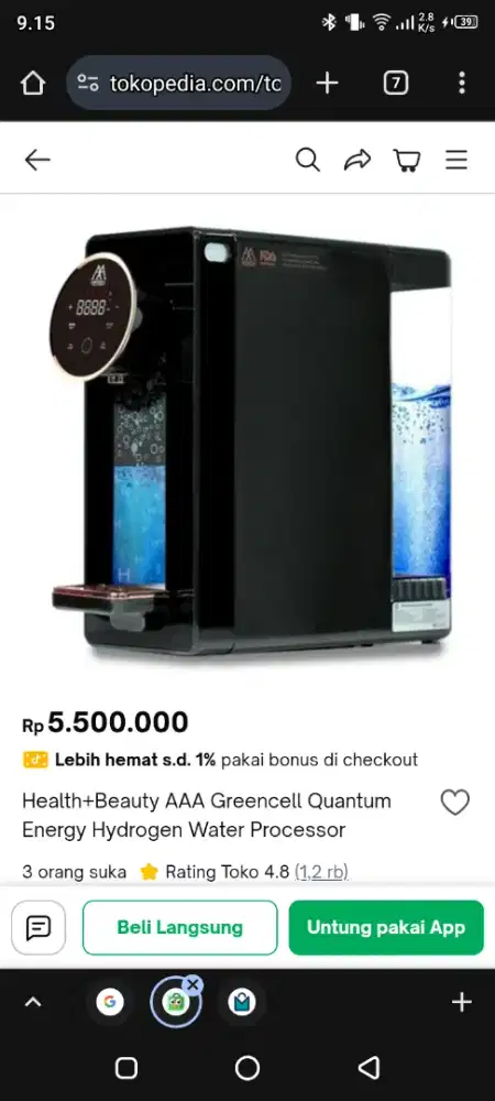 Jual murah dispenser AAA Grendcell quantum energy hidrogen water