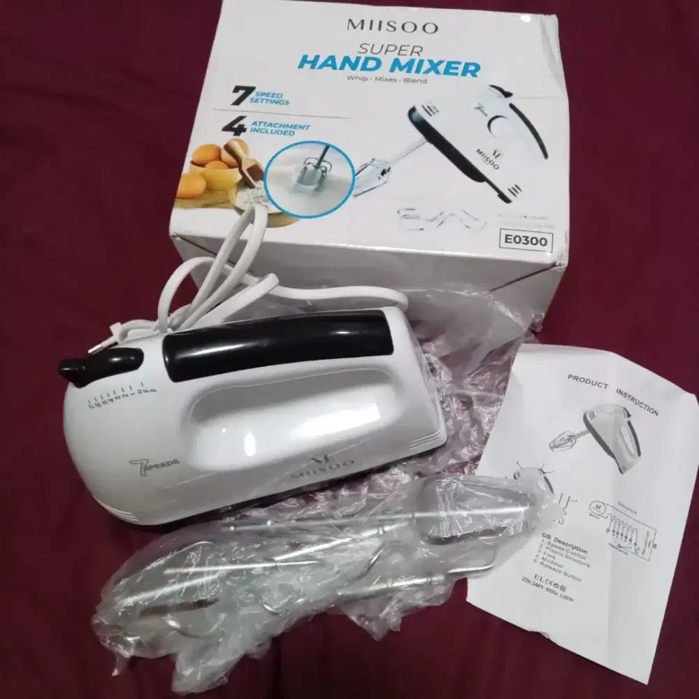 Hand mixer MIISOO Pengaduk Adonan kue Tangan elektrik listrik  7 speed