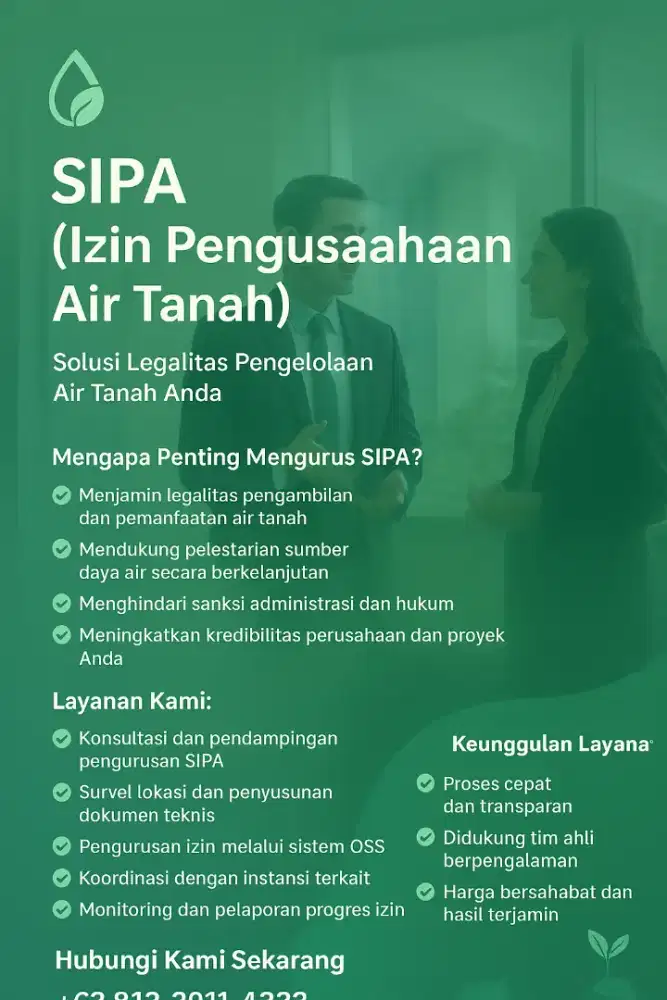 Izin SIPA (Izin pengusahaan Air tanah)