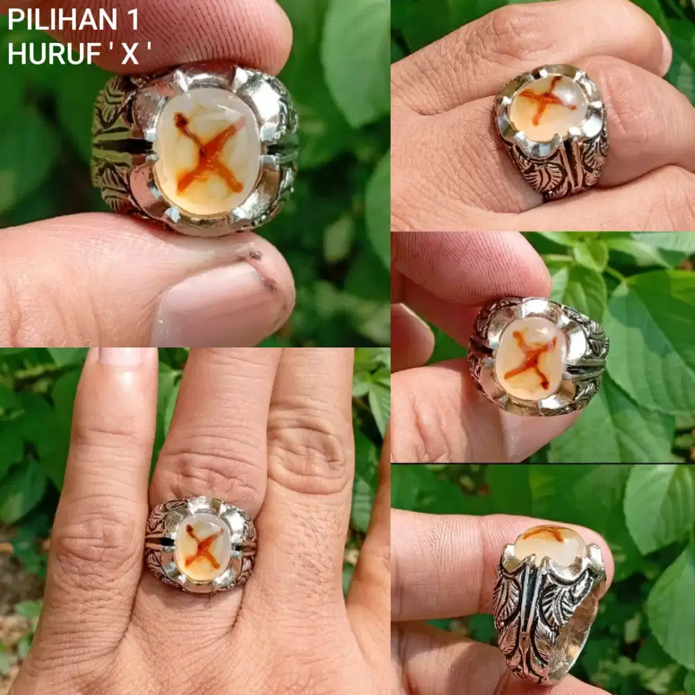 Batu Bagus Antik Unik Motif Huruf Natural Agate Chalcedony