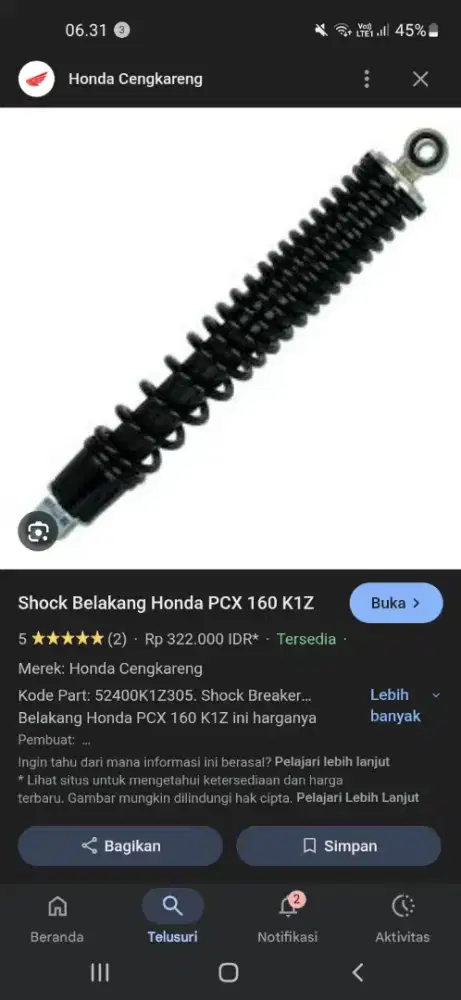 Shock breaker cabutan original PCX