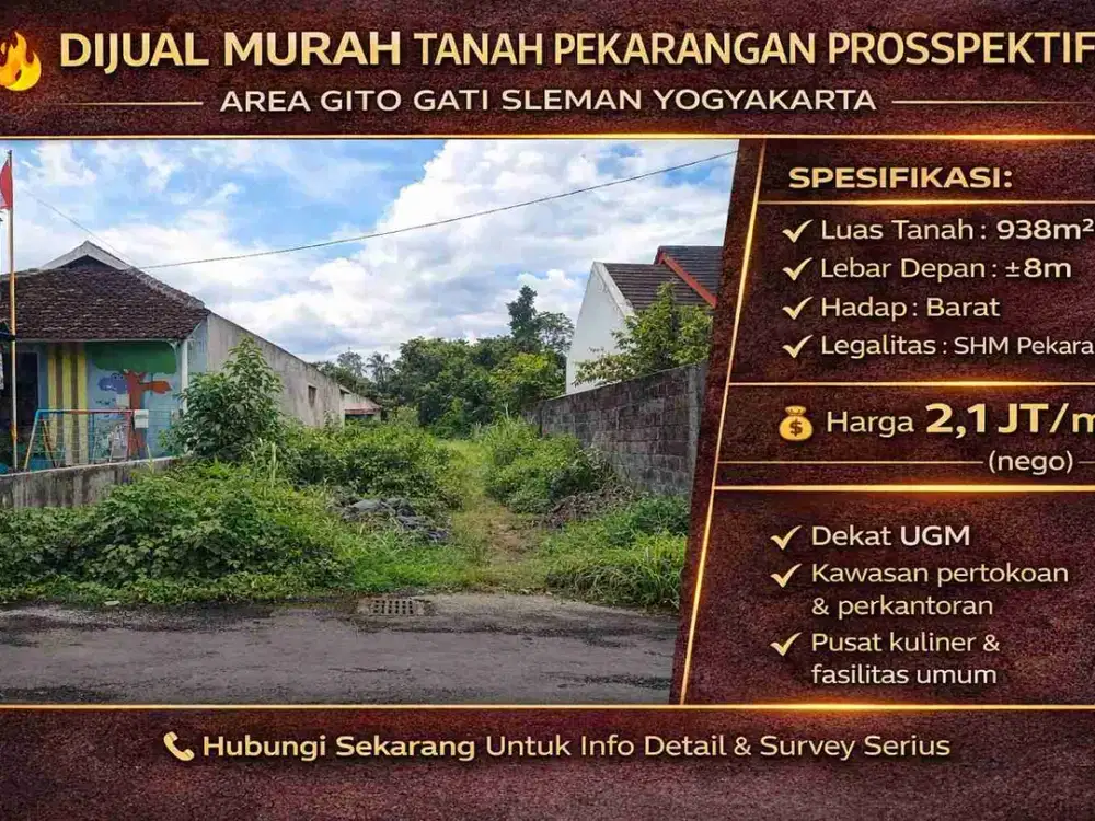 Tanah Pekarangan Murah Gito Gati Sleman – Entry Price Rendah, Potensi Naik Tinggi