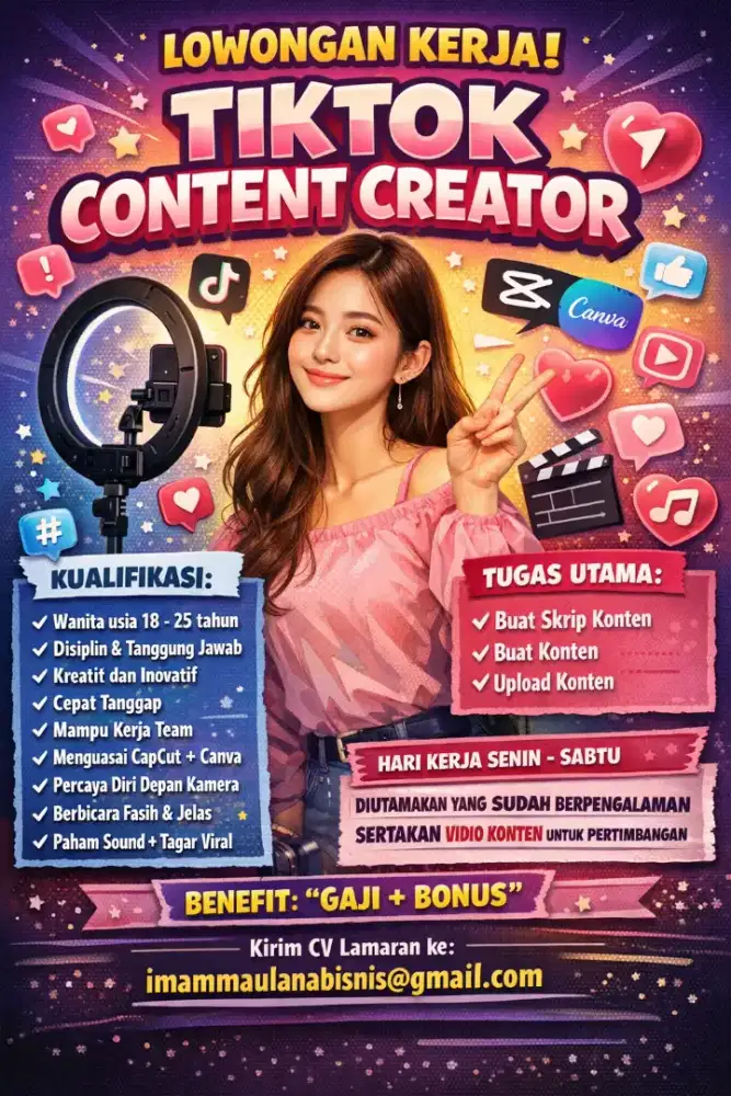 LOWONGAN PEKERJAAN KONTEN TIKTOK