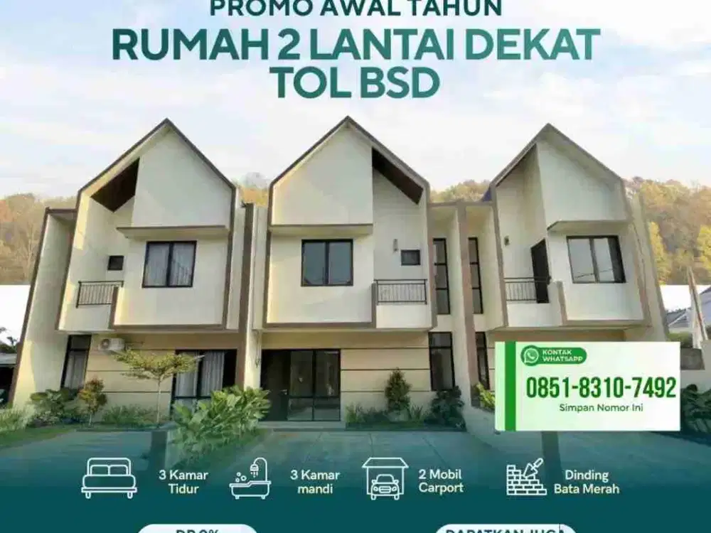 Rumah 2 lantai 900 jutaan dekat tol BSD Serpong
