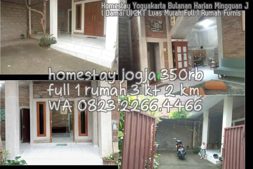 Homestay Yogyakarta Bulanan Harian Mingguan Jl Damai UI 2KT Luas Murah