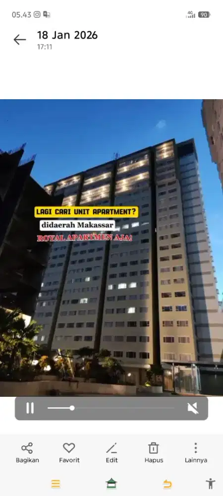 Jual cepat Apartemen Royal mksr