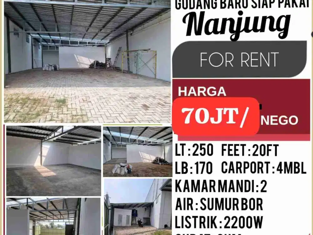 DISEWAKAN GUDANG BARU NANJUNG