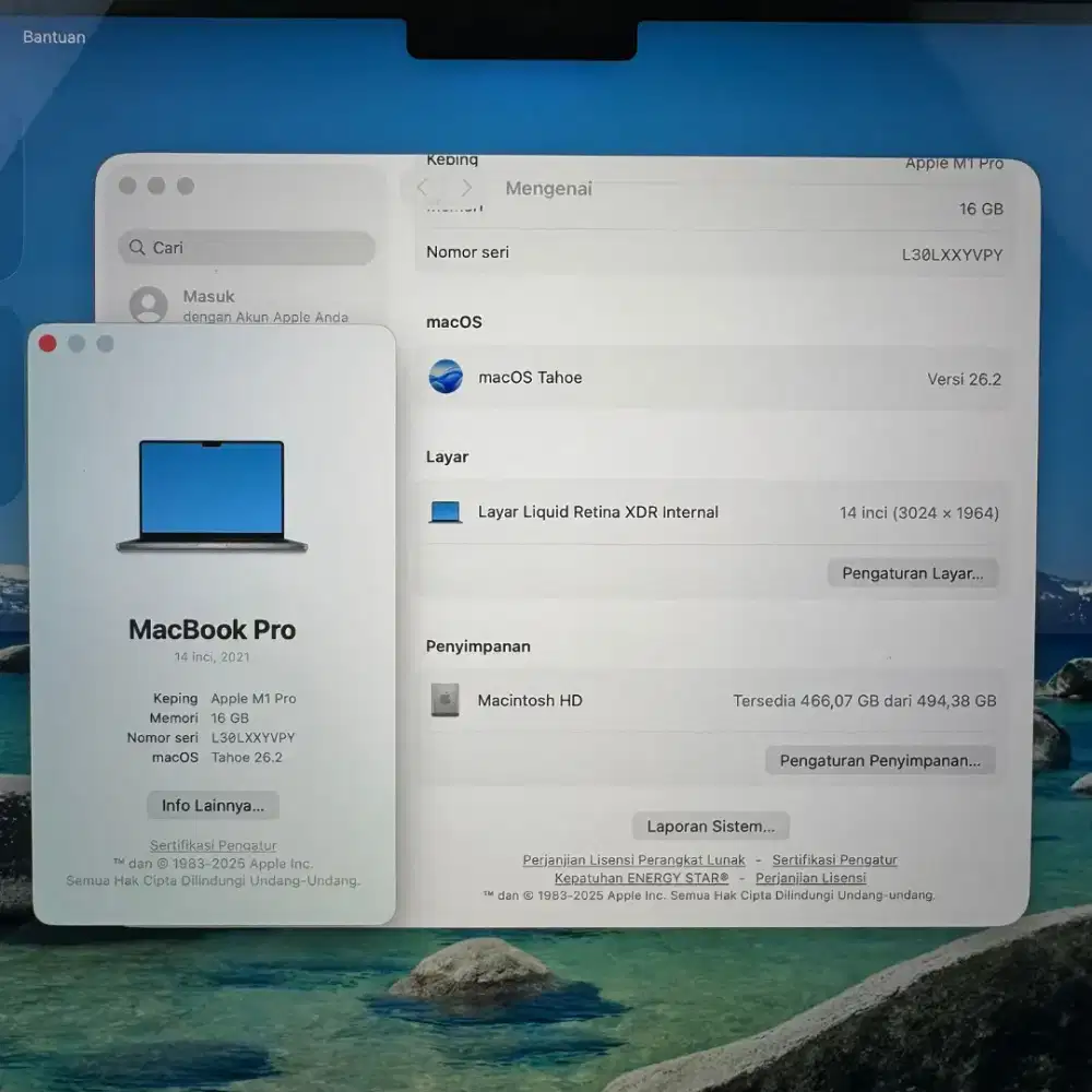 Macbook M1 pro 14 inch Ram 16 Ssd 512 Full set buat desain editing