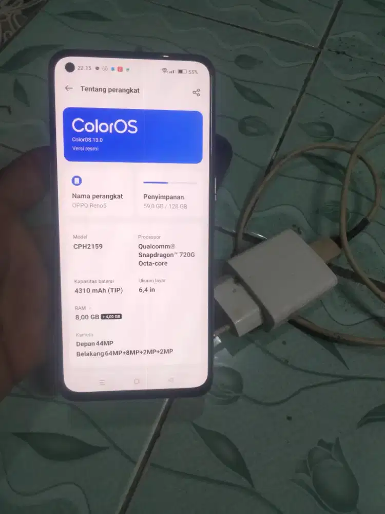 Oppo reno 5 ram 8/128. Hp cas