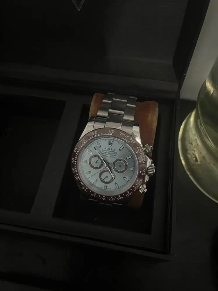 JAM TANGAN PRIA R*LEK DAYTONA ICED BLUE (PLATONA) AUTOMATIC RANTAI