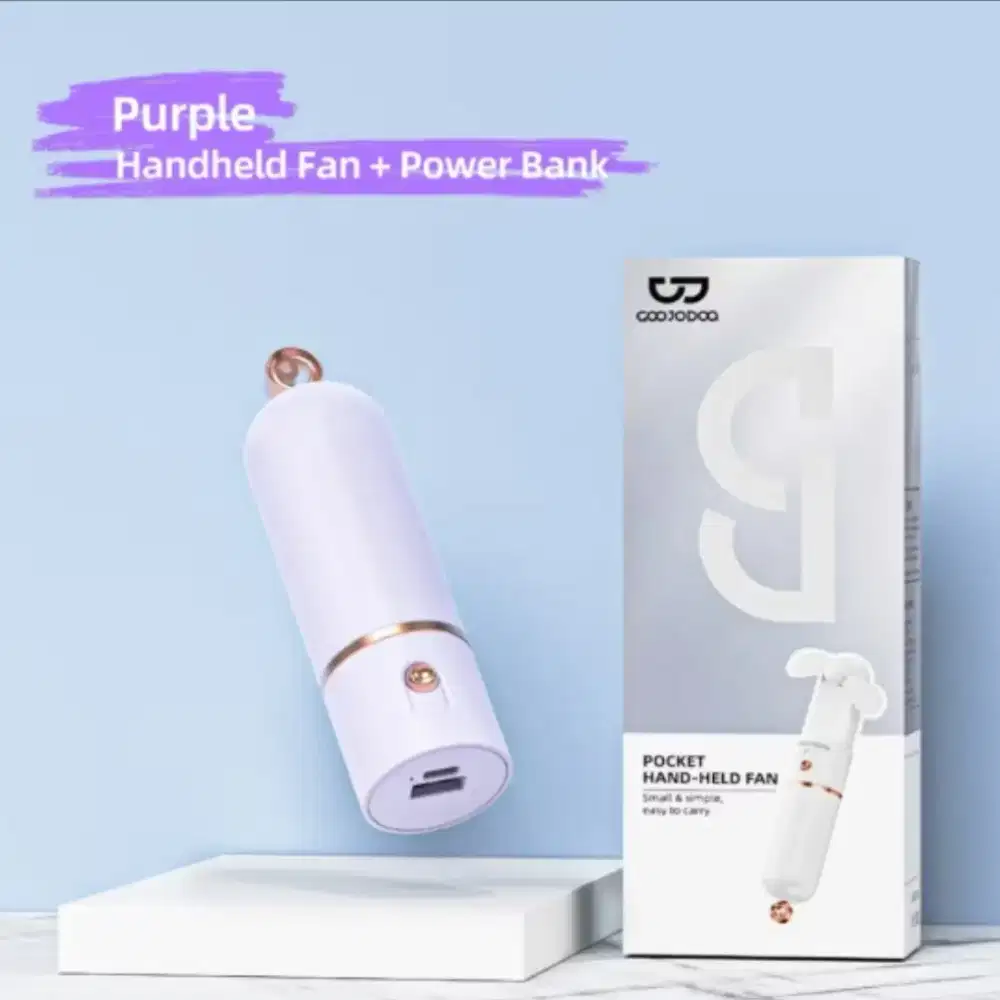 GOOJODOQ Kipas Angin Mini 2500 mAh - Purple / Ungu ( 100% BARU & ORI )