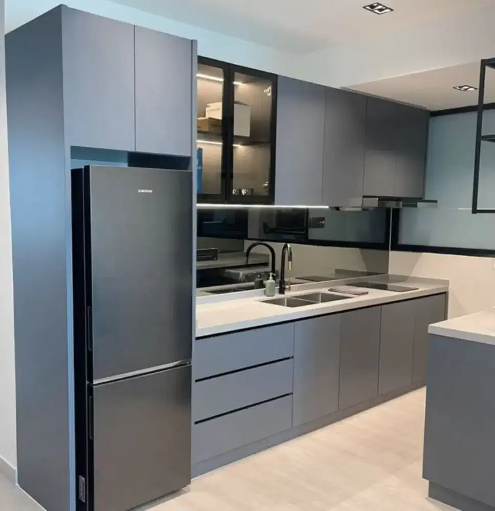 Perlengkapan interior rumah usaha dan kantor meja bar kasir kitchenset