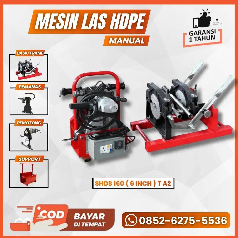 MESIN LAS PIPA HDPE 160 T A2 - MESIN PENYAMBUNG PIPA HDPE 1.5 - 6 INCH