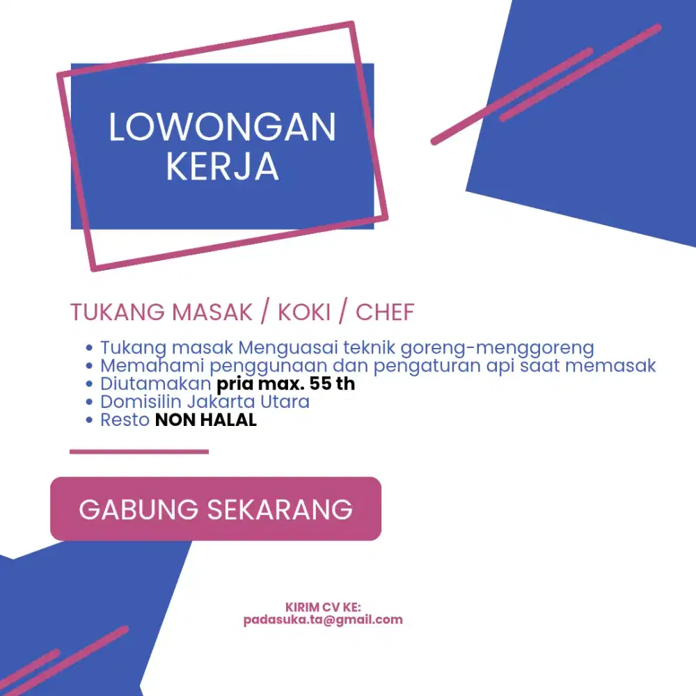 info loker chef/koki
