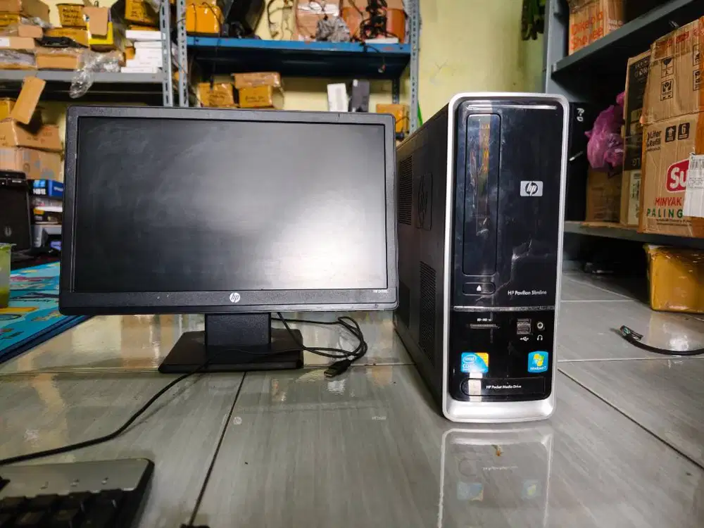 sepaket mini PC HP OFFICE Quadcore wifi siap pakai