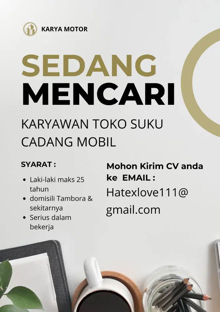 Mencari Karyawan Toko Spare part Mobil