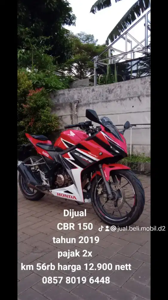 Dijual CBR 150 cbr 2019 merah plat T kerawang