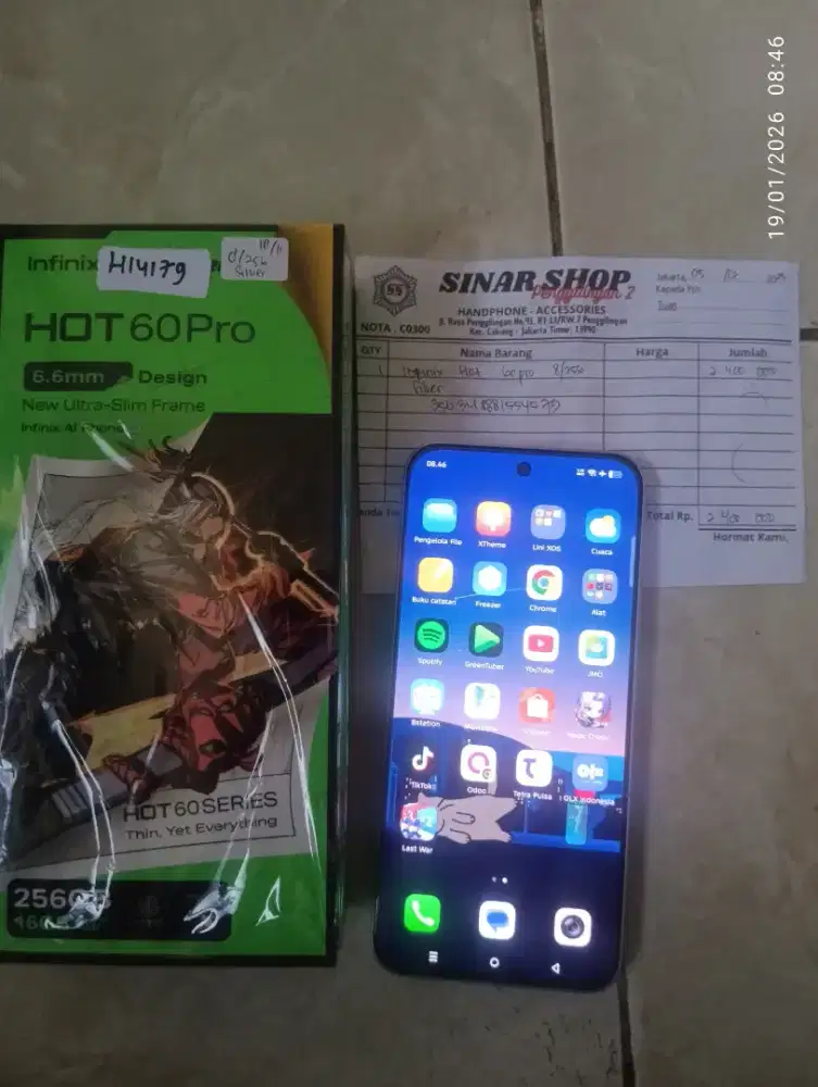 Infinix hot 60 pro 8/256 silver 1 bulan