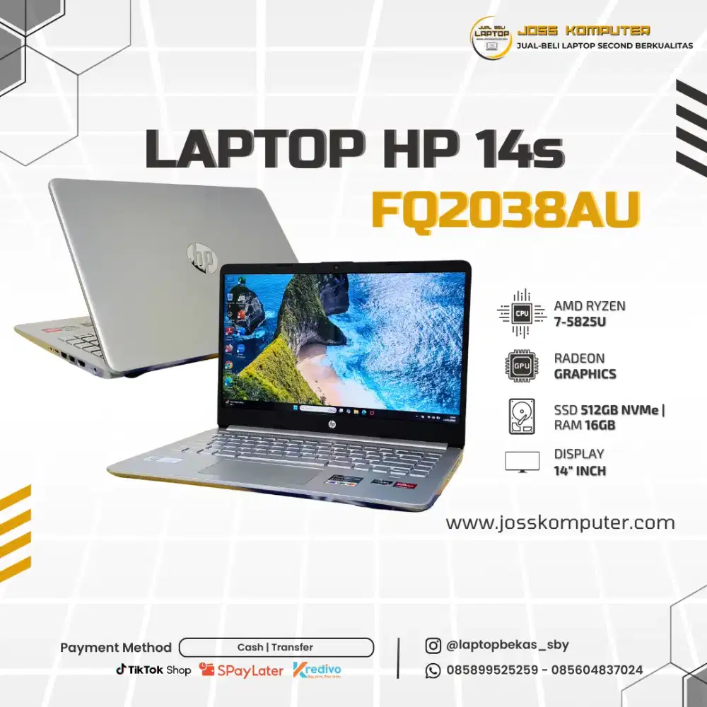 {SALE} Laptop Second HP 14s-FQ2038AU Ryzen 7 5825U (16GB/SSD 512GB)