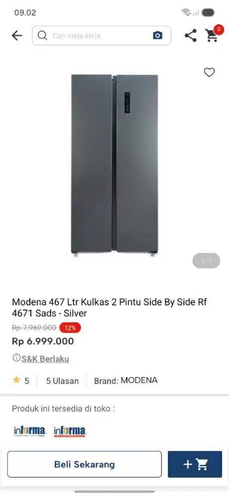 Promo kulkas side by side midena