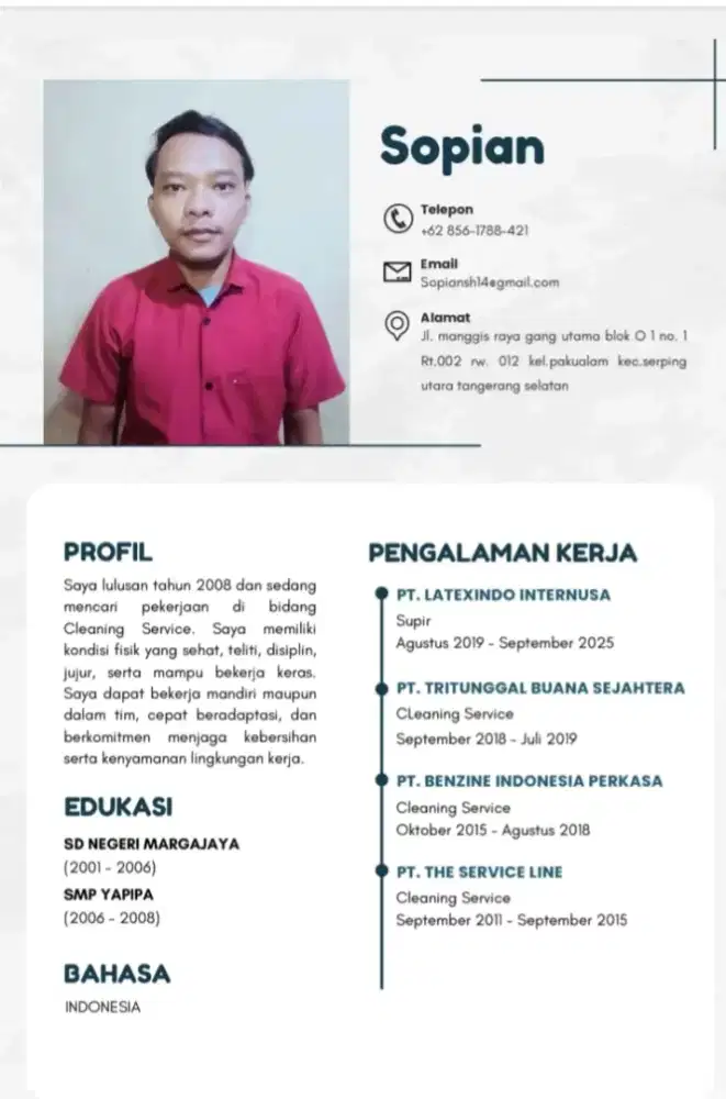 Mencari lowongan pekerjaan driver & cleaning service