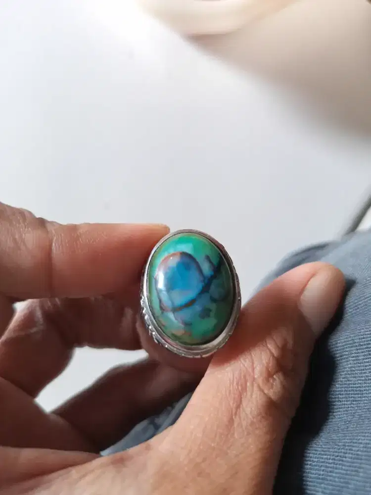 Batu Cincin Akik Permata Natural Hijau Tosca Garut Cikolak