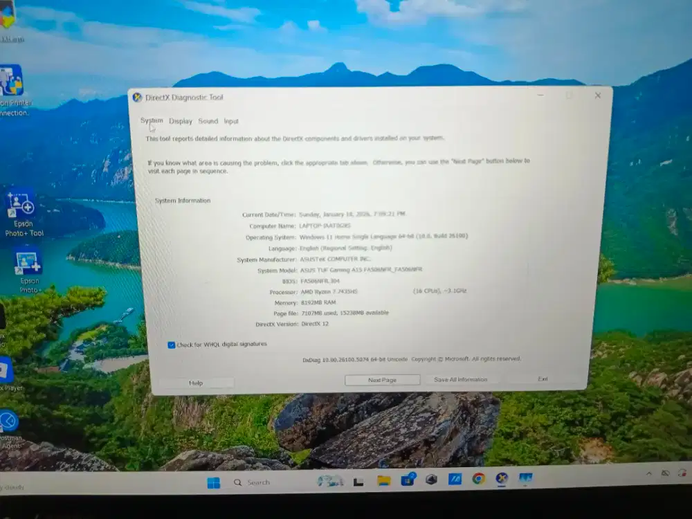 LAPTOP ASUS TUF GAMING RYZEN 7 7435HS