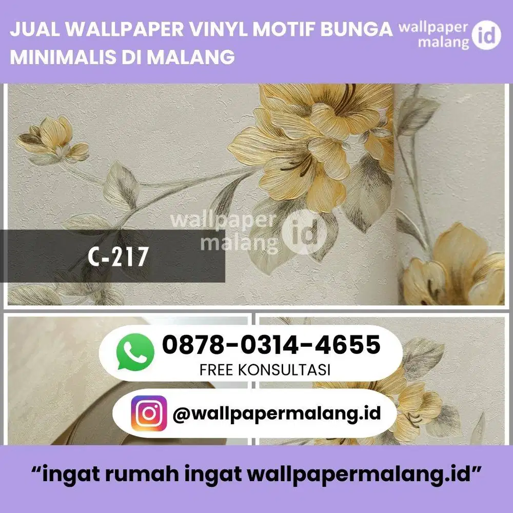 JUAL WALLPAPER VINYL MOTIF BUNGA MINIMALIS DI MALANG