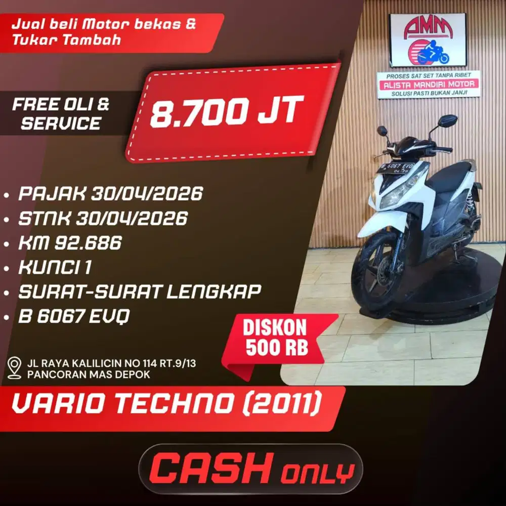 VARIO TECHNO 2011 PAJAK HIDUP CC 0% KREDIVO TOKPED SPAYLATER INDODANA
