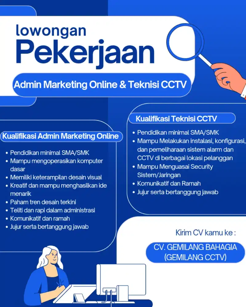 Lowongan Admin dan Teknisi CCTV