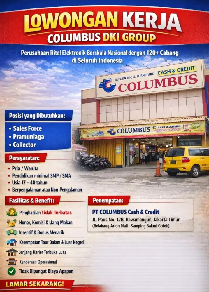 LOWONGAN KERJA - COLUMBUS DKI GROUP