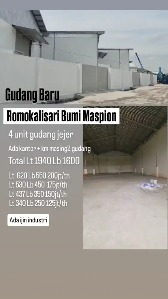 4gudang jejer ROMOKALISARI Bumi Maspion. Margomulyo.