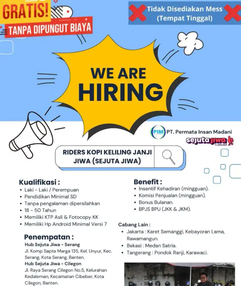 Lowongan Kerja Riders Kopi Janji Jiwa (Sejuta Jiwa)