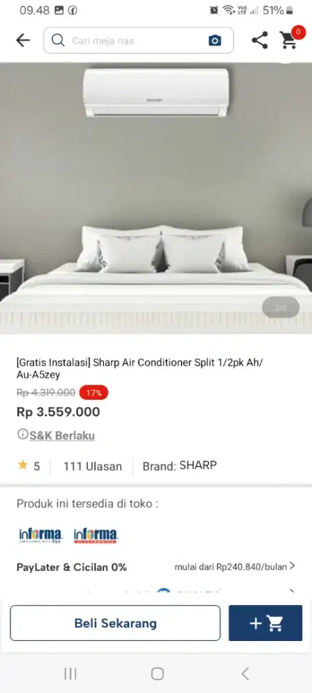 PROMO KREDIT SHARP AC SPLIT 1/2 PK