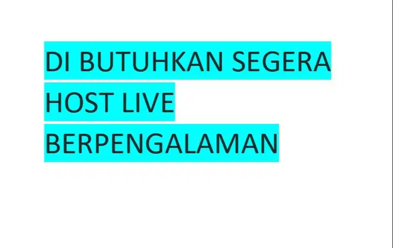 LOWONGAN KERJA HOST LIVE