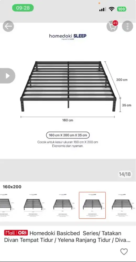 Divan alas tatakan tempat tidur besi baja 160x200