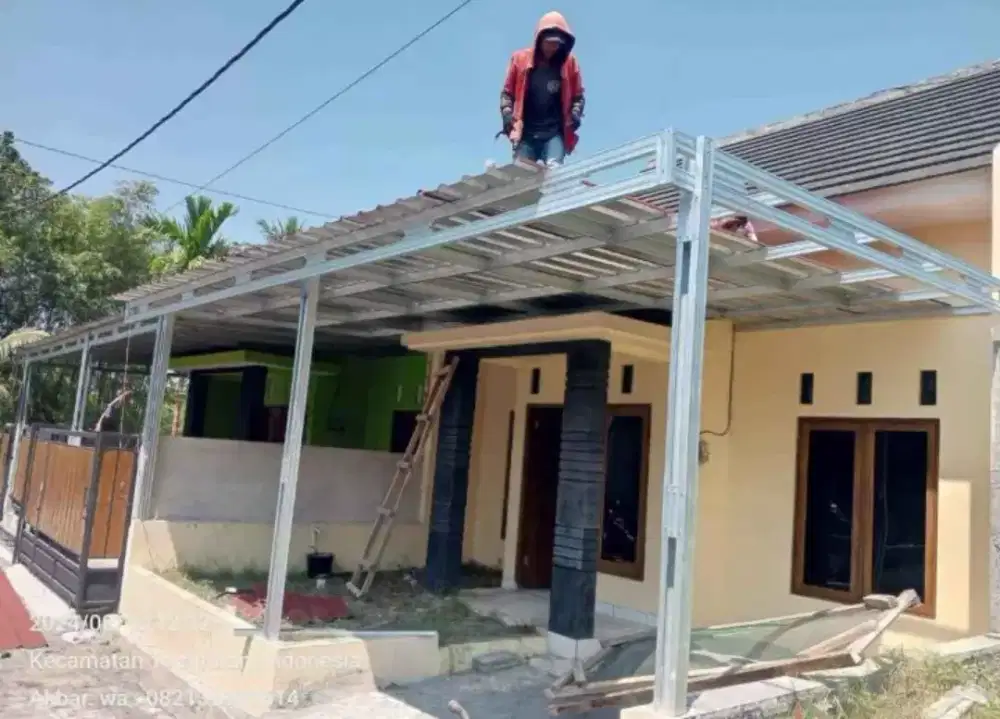 Kanopi, garasi kendaraan teras rumah iyup iyupan baja ringan galvalum