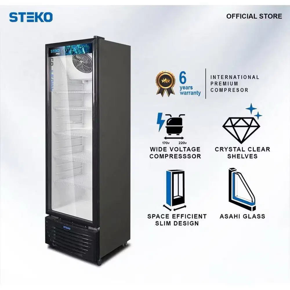 Dijual Showcase Steko LG 300 5 Rak, Masih Baru Pemakaian 2 Bulan