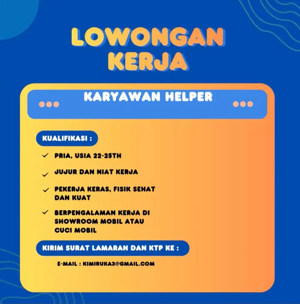 Lowongan kerja Helper