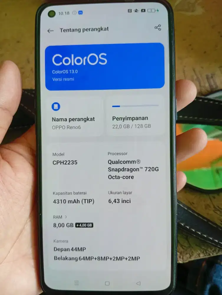 Hp oppo reno 6 batangan