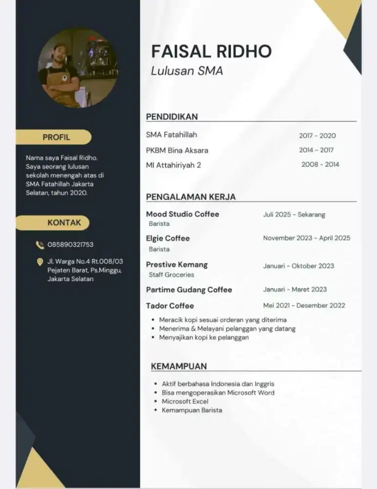 Mencari pekerjaan pengalaman barista
