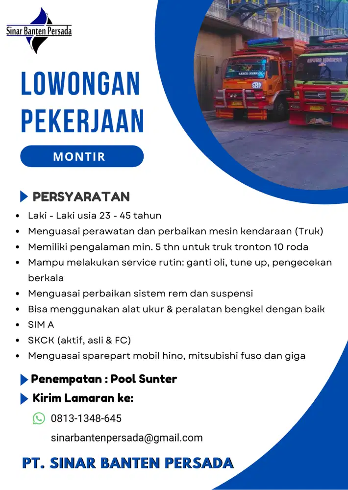 LOWONGAN MONTIR TRUK