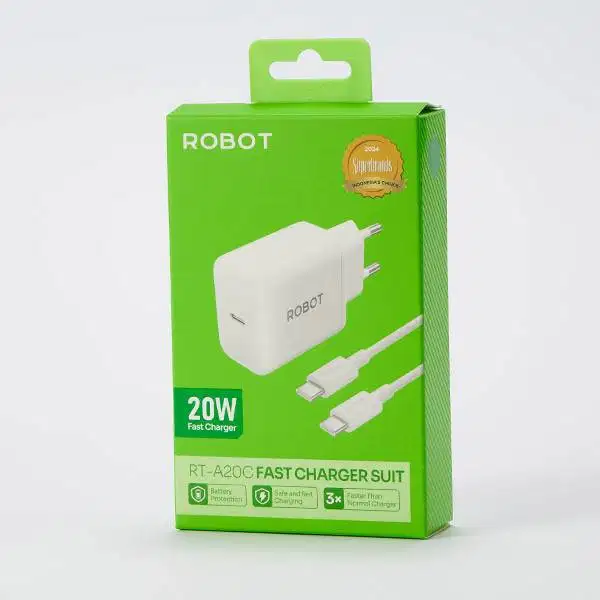 CHARGER ROBOT PD TYPE C 20W - ANDROID & IPHONE FAST CHARGING