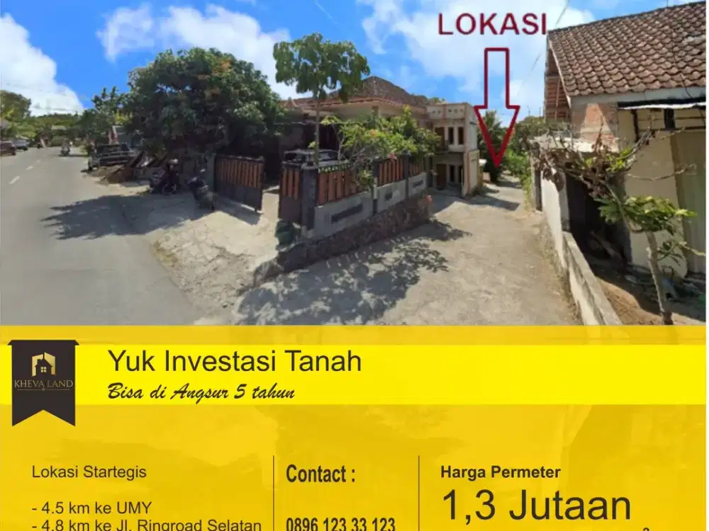 tanah di bangunjiwo kasihan bantul dekat Kampus UMY yogyakarta