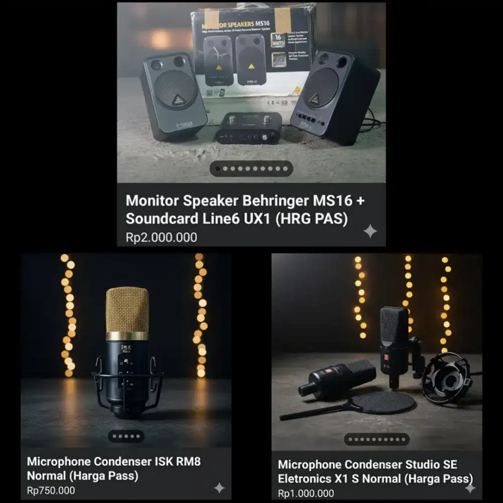 Alat Recording Sound Card Speaker Monitor Microphone Condenser