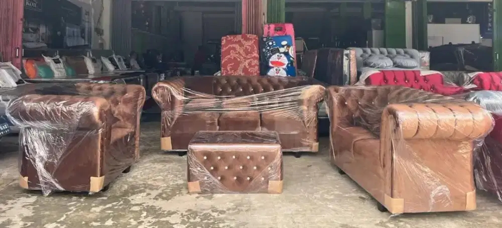 Sofa set 321 jaguar kancing merk MERLION,garansi 5thn